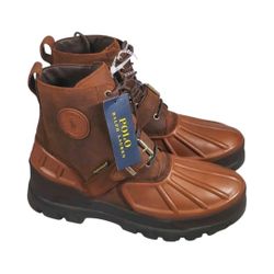 Polo Ralph Lauren Oslo Boots 11.5 Mens Waterproof Brown Leather HydroGuard PRL BN