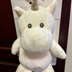 Kelly Baby 10” Plush Animal Unicorn with Rattle Clip-On Pram Cuddle Toy