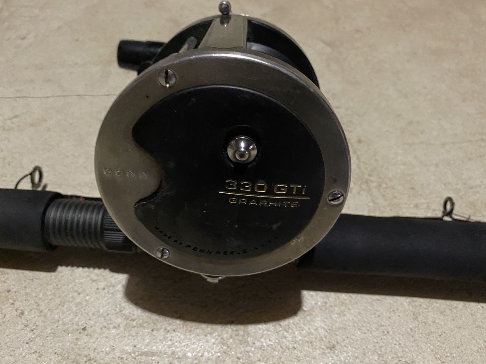 Penn 330 reel on OffShore 8.5’ downrigger rod w/ 8 colors leadcore line