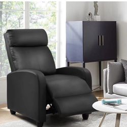 Recliner Chair Home Theater Seating Pu Leather Modern Living Room Chair Furniture with Padded Cushion Reclining Sofa Chairs (Black)