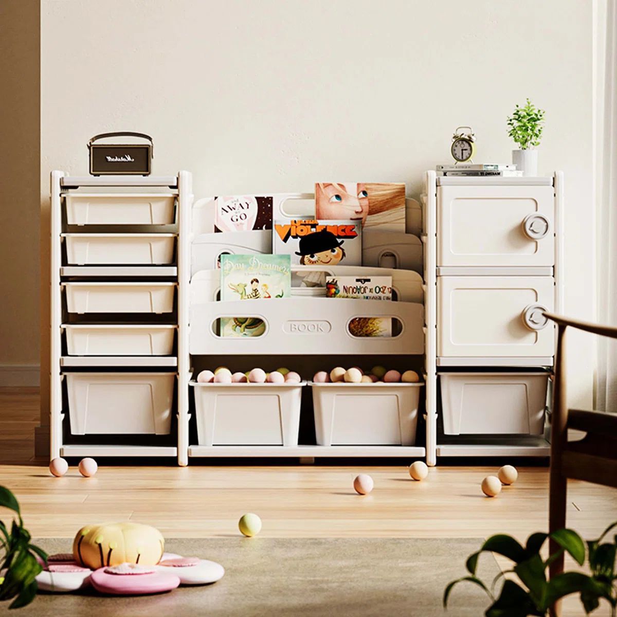 Kids Toy Storage Organizer 8 Storage Cabinet Removable Toy Bins
