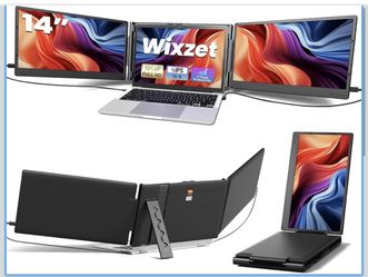 Laptop Screen Extender, 14" FHD 1080P Portable Monitor for Laptop, Plug&Play Triple Screen Extender, Auto Adjust Width Dual Monitor for 13" - 17" Lapt