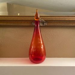 Vintage Crackled Glass Genie Decanter Bottle