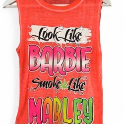 Orange and pink Barbie Smoke Like Marley tank top #y2kfashion size small 
