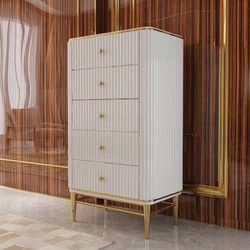 🟢 Light Luxurious White & Gold 5-Drawer Dresser