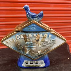 DELAWARE THE BLUE HEN STATE 1972 JIM BEAM REGAL CHINA DECANTER BOTTLE EMPTY