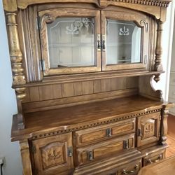 Antique Solid Oak China Cabinet / Hutch - $680 OBO