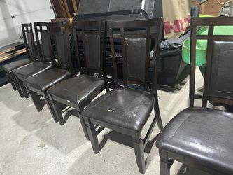 6 dark brown/black dining room chairs
