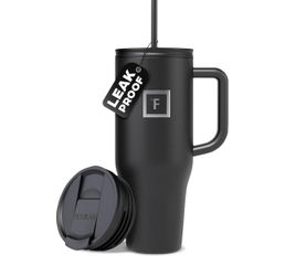 IRON °FLASK Co-Pilot Insulated Mug w/Straw & Flip Cap Lids - Cup Holder Bottle for Hot, Cold Drink - Leak-Proof - Water, Coffee Portable Travel Mug - 