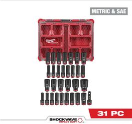 Milwaukee SHOCKWAVE Impact-Duty 1/2 in. Drive Metric and SAE Deep Well Impact PACKOUT Socket Set