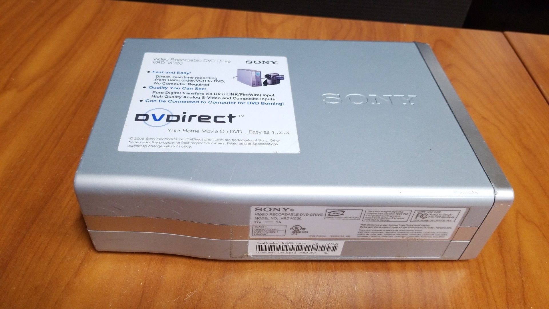 Sony Video Recordable DVD Drive- VRD-VC20