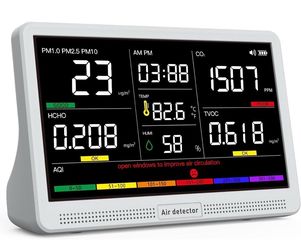 16 in 1 Air Quality Monitor Indoor 7" Wildfire CO2 Monitor, 9 AQI+7 Alerts