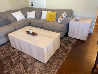 Beautiful Modern Coffee Table + Side Table, Finished White Wood