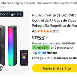 NEEWER RGB Light Wand with App Control, Handheld Magnetic Photography Video Light, 2500K~8500K Dimmable Full Color LED Tube Bar CRI95+ with 2550mAh Ba