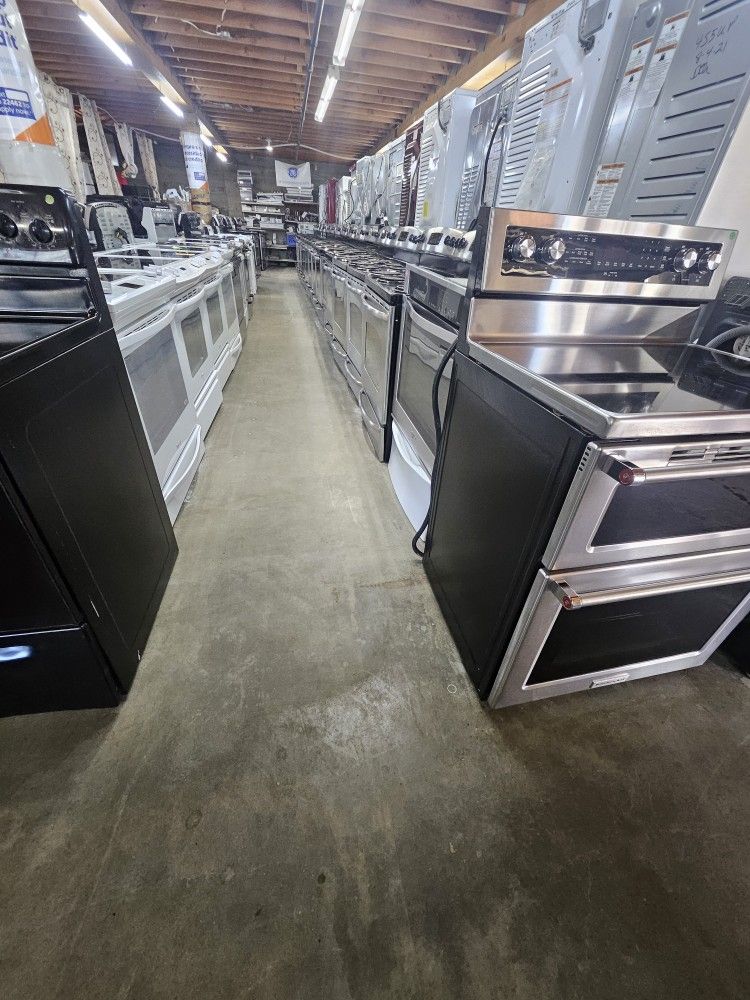 Blow Out Sale Warehouse Full Of Nice Like Brand New Washer Dryer Fridge Stove Oven Stackable Free Warranty Free Financing Available 90day TO Pay