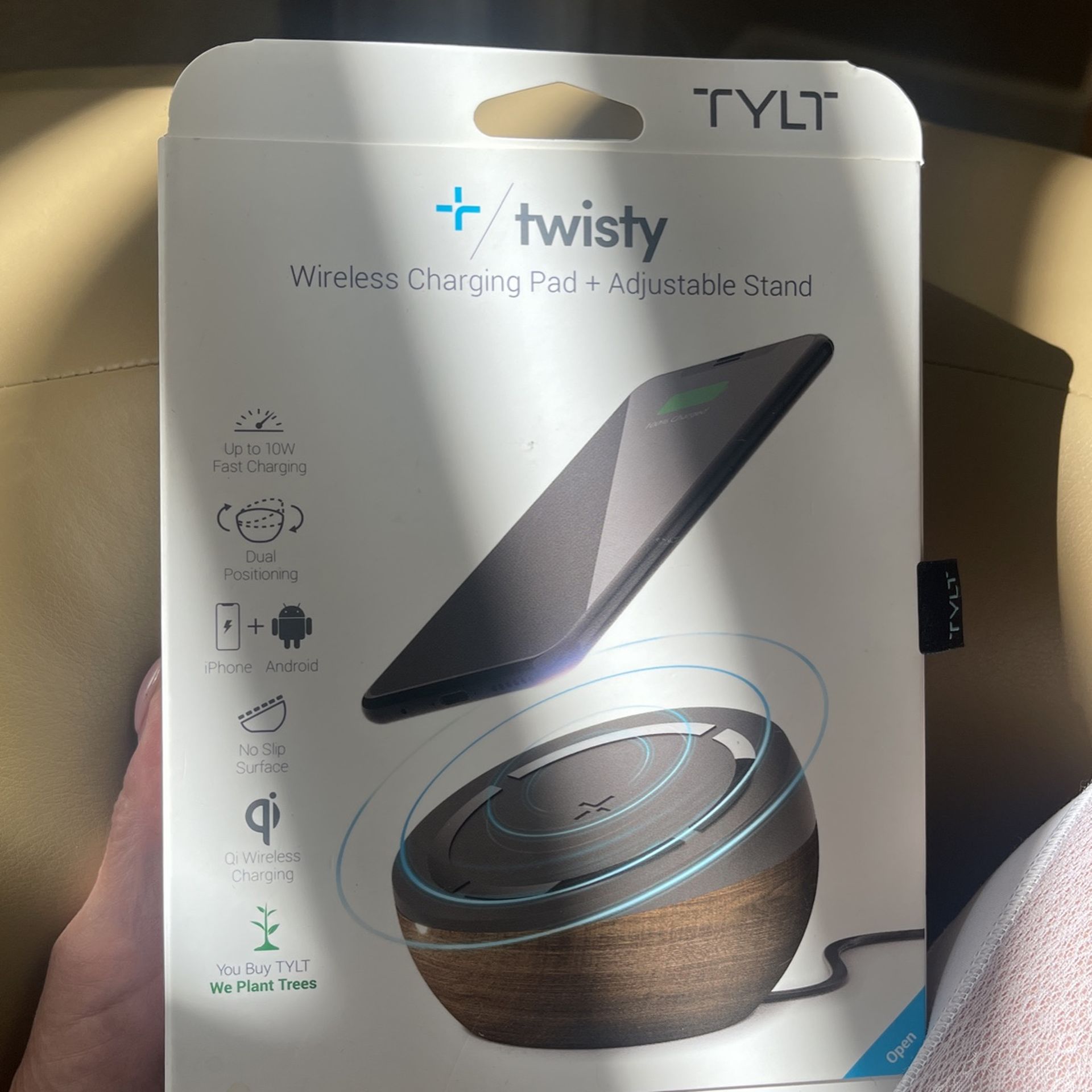 TYLT Twisty 10W Wireless Charging Pad and Adjustable Stand (Black), Qi-Certified Wireless Charger for iPhone X, iPhone 8/8 Plus, Samsung 9/S9+/S8/S8+/