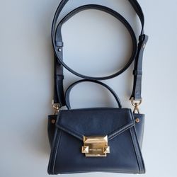 Michael Kors Navy Blue Leather Mini Whitney Top Handle Bag