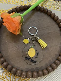 Lemon Keychain with Yellow Tassel