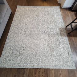 BRAND NEW! Hand Tufted Wool Oriental Rug by Martha Stewart and Safavieh Rectangle 8' x 10' Indoor with Non-slip Backing, Ivory/Charcoal