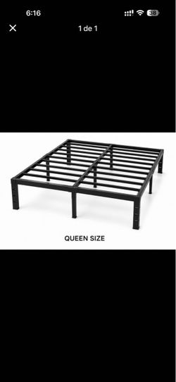 Queen Size Black Metal Platform Bed Frame
