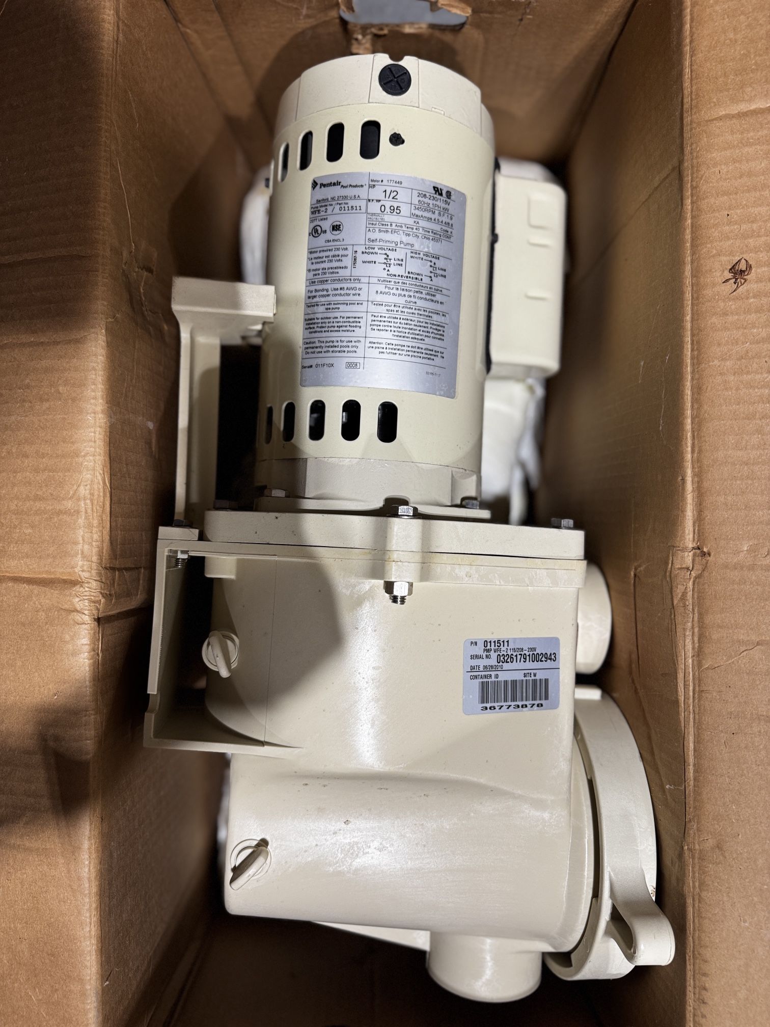 Pentair Whisper Flow 1/2HP Pool Or Hot Tub Pump