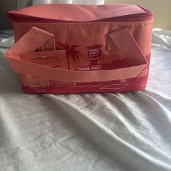 Trader Joe’s mini tote bag cooler insulated limited edition summer 2025 peach pink color brand new with tags