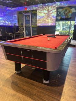Easton Pool Table – Red Felt / Black & Silver
