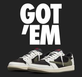 Travis Scott Olive Retro Low OG Air Jordan 1 Nike Sneakers (11M/12.5W)