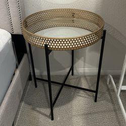 2 Gold Mirror Top Side Tables – $15 each or $25 for both