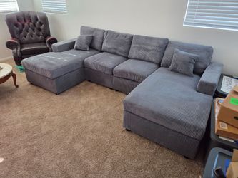 Brand New Sectional Doble Chaise Corduroy Dark Grey 120 x 60 Chaise $499