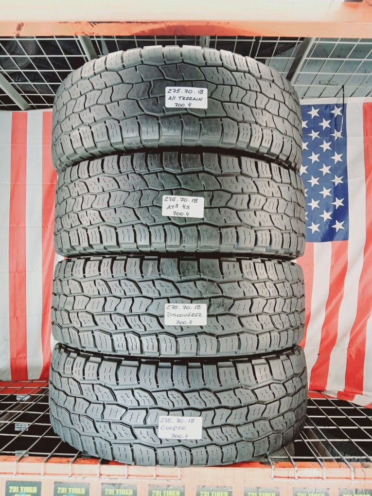 ⭐️ LT275/70R18 COOPER DISCOVERER 4X4 AT3 275/70R18 TRUCK USED TIRES 275 70 18