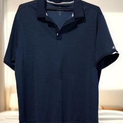 Adidas (Y) Golf Mens Big Tall Chimachill Iconic Polo 3XL Blue Stripe UPF 50+ EUC