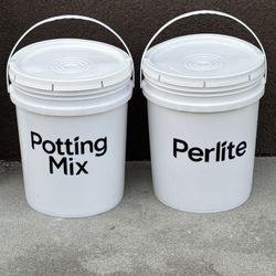 5 gallon Perlite + Potting Mix storage buckets