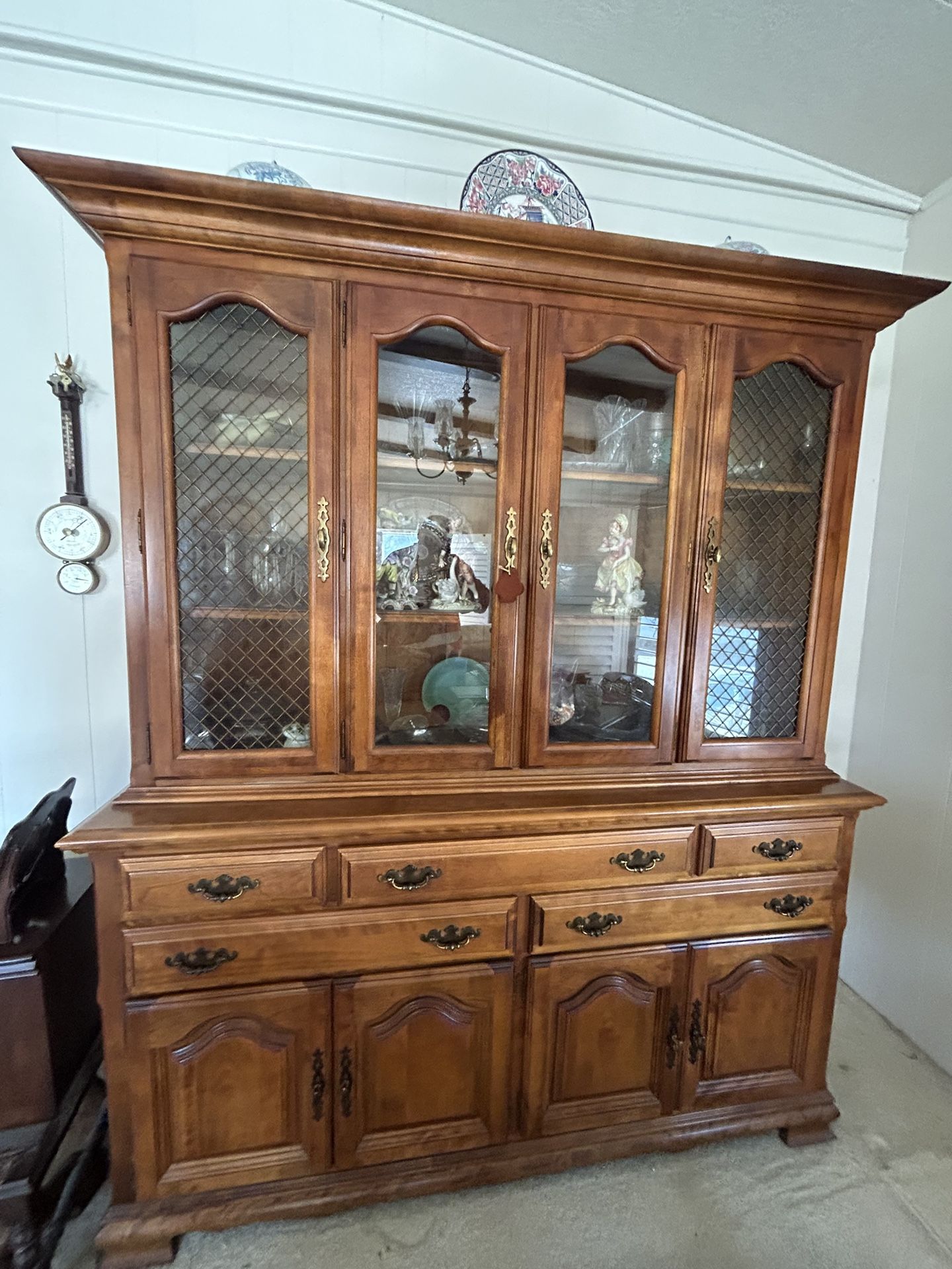 Antique Wood and Glass Hutch 