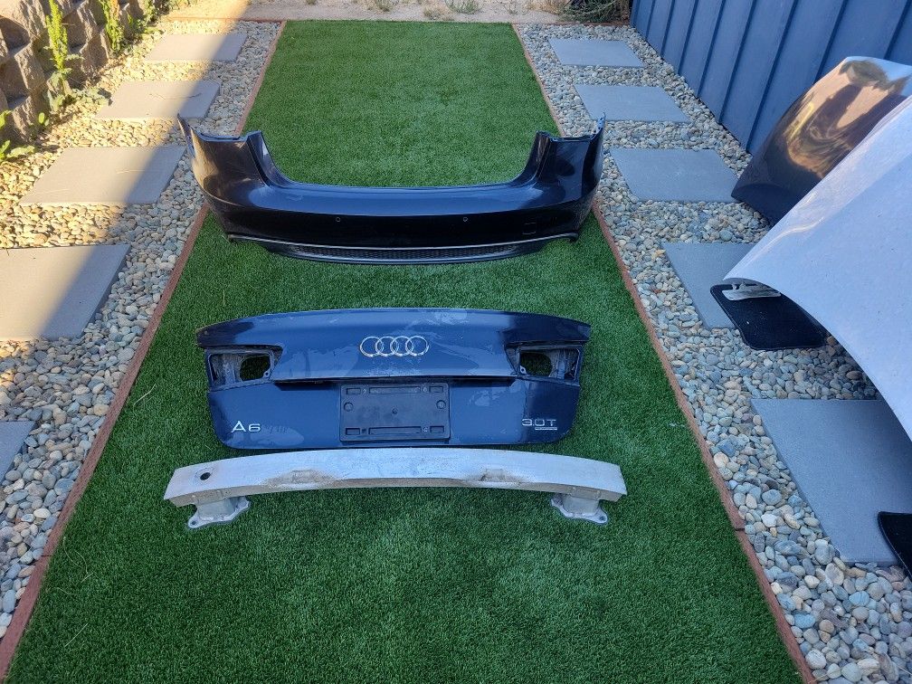 Rear Bumper With Park Sensors, Trunk Lid, Reinforcement For Audi A6 2012-2016