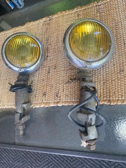 Vintage 6V Mopar Cochran Brown Lamp Division Fog Lights Untested