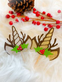 Reindeer Unicorn Cupcake Toppers