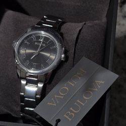 Bulova Silver Roman Stainless Steel Watch 