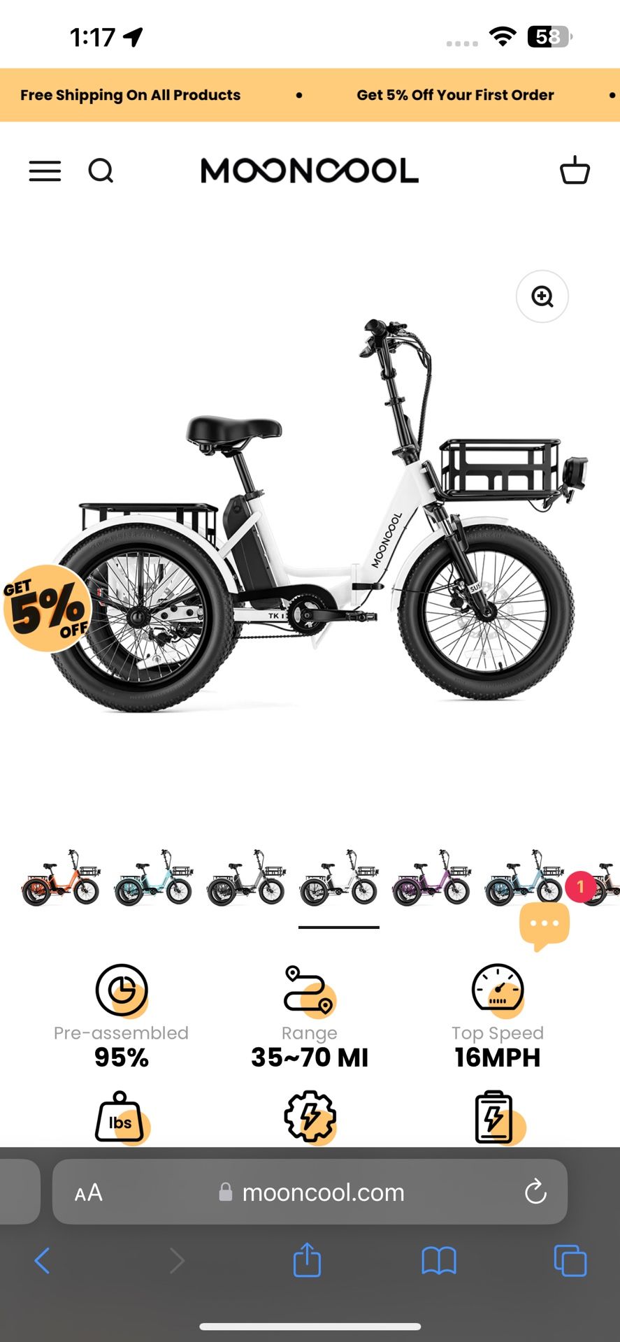 Mooncool Tk1 Electric Trike