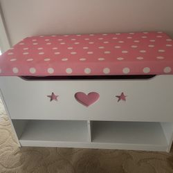 Girl’s Room Organizer Bench Chair Storage For Clothing Toys