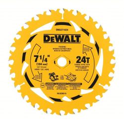 DEWALT Circular Saw Blade: 7 1/4 in Blade Dia., 24 Teeth, 0.08 in Cut Wd, 5/8 in Arbor Size, 10