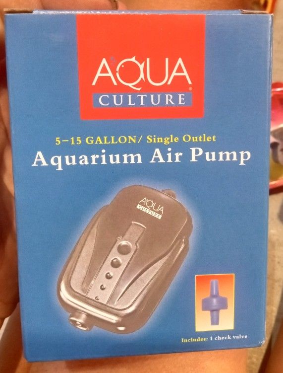 AQUA CULTURE 5-15 GALLON/SINGLE OUTLET AQUARIUM AIR PUMP.
