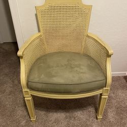 Vintage Wicker Chair With  Seat Cushion