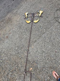 Two Sided Sheppards Hook/Plant Hanger with Removable Butterfly