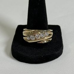 14 K Yellow Gold Men’s Diamond Channel Ring – Size 10 – 1 ct TW Natural Diamonds – 10.9 g Solid Gold 