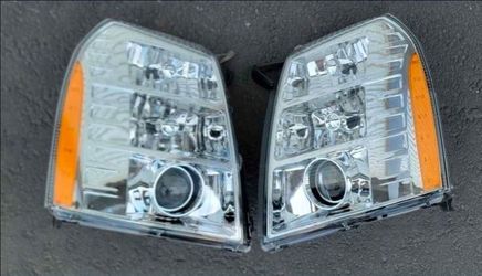 07-14 Cadillac Escalade Esv Ext Projector Headlights Luces Calaveras Micas Faros Focos Faroles Headlamps