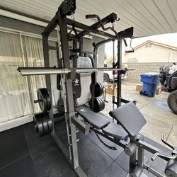 Vesta Fitness Smith Machine 2001 w/Bench Attachment | 230lb Bumpers Weights | 7ft Olympic Bar | Fitness | Gym Equipment | FREE DELIVERY🚚  