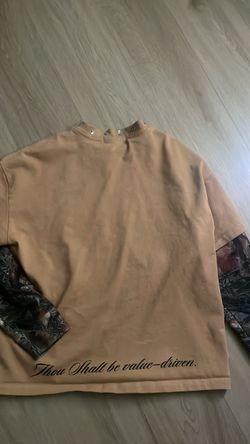 Tan Long Sleeve Shirt with Camo Sleeves