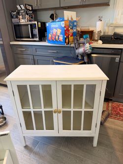 White Glass Door Storage Cabinet / Accent Cabinet