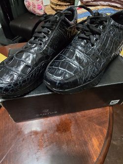 Santos Black Crocodile Casual Shoes Size10 NEW